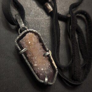 NEW Handmade Silver/ Spirit Quartz / Wunjo Rune Amulet